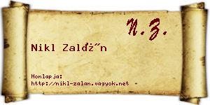 Nikl Zalán névjegykártya
